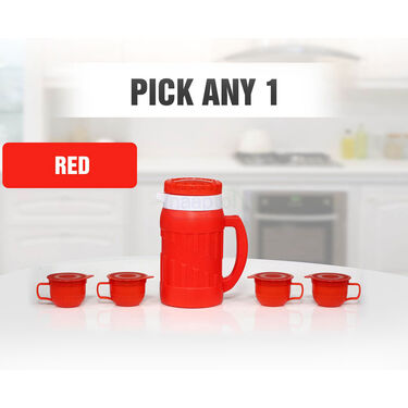 Steel Insulated Hot Flask + 4 Double Wall Cups With Lid (1IF4C1)