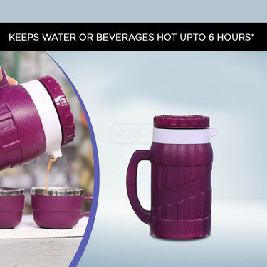 Steel Insulated Hot Flask + 4 Double Wall Cups With Lid (1IF4C1)