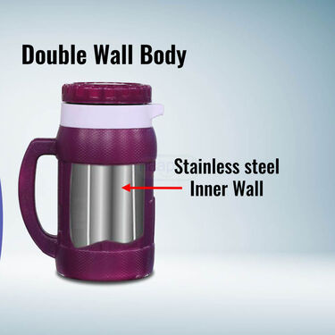 Steel Insulated Hot Flask + 4 Double Wall Cups With Lid (1IF4C1)