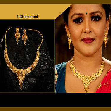 2 Golden Jewellery Sets with Free Golden Chain (2GJ1FC)