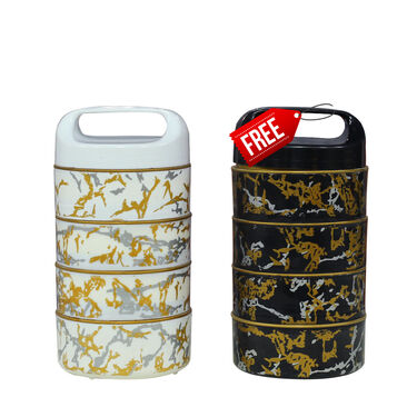 4 Layer Marble Printed Insulated Lunch Box - B1G1 (4LDLB)