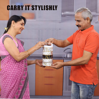 4 Layer Marble Printed Insulated Lunch Box - B1G1 (4LDLB)