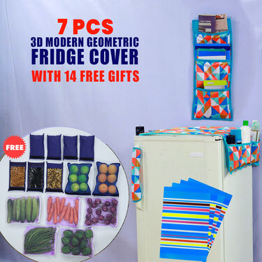 7 Pcs 3D Modern Geometric Fridge Cover Set with 14 Free Gifts (7F9)