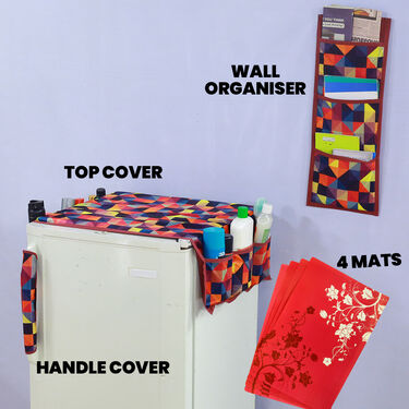 7 Pcs 3D Modern Geometric Fridge Cover Set with 14 Free Gifts (7F9)