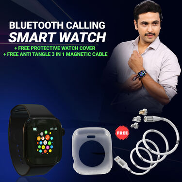 Bluetooth Calling Watch (T500) with Anti Tangle Magnetic Cable And Protection Case (SC11)