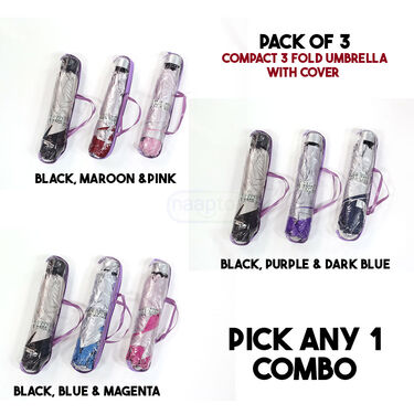 Compact 3 Fold Umbrella - Pack of 3 - Pick Any 1 (3U1)