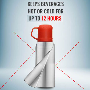 12 Hours Hot & Cold Insulated Flask + 3 Cups (1F3C3)