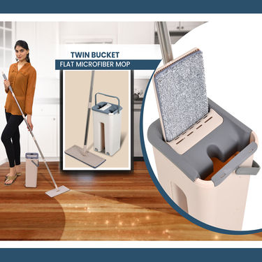 Twin Bucket Flat Microfiber Mop
