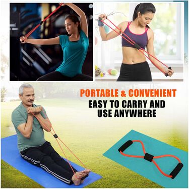 Figure 8 Shaped Latex Tube-Workout Chest Arm & Shoulder Stretch Exercise Equipment- B1G1 (FAS26)