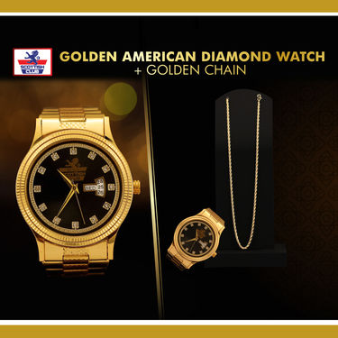Golden American Diamond Watch + Chain (MGWC5) - Pick Any 1