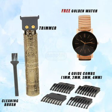 Stylish Golden Trimmer + Golden Watch (PMTW1)