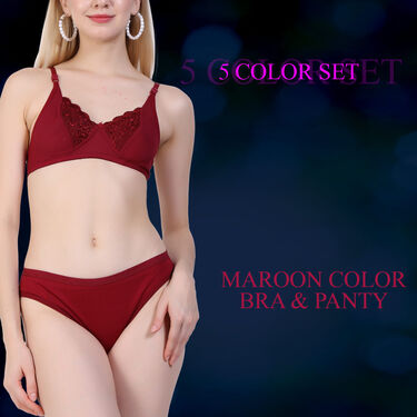 Pack of 5 Full Coverage Designer Lace Bra Panty Sets (5BP-2)