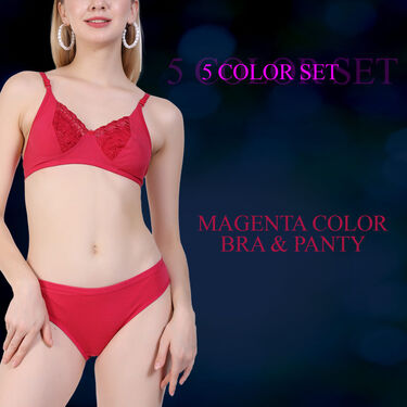 Pack of 5 Full Coverage Designer Lace Bra Panty Sets (5BP-2)
