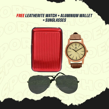 Pick Any 1 Sports Shoes with Free Leatherite Watch + Aluminium Wallet + Sunglasses (SW93)