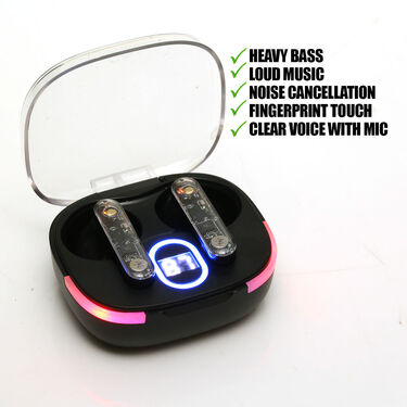 Transparent Wireless Bluetooth Earpods with Inbuilt Screen And Lights (TWS26)
