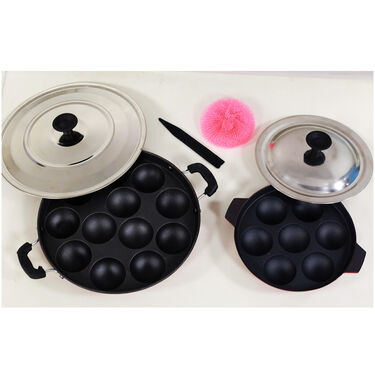 12 Cavity Nonstick Paniyaram Pathram & Lid + 7 Cavity Paniyaram Pathram & Lid (2AP1)