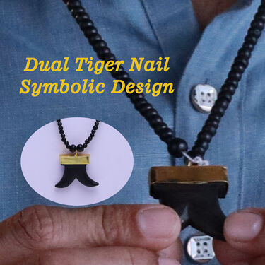 Karungali Dual Tiger Nail Teeth Pendant with Karungali Mala (KTPKM1)