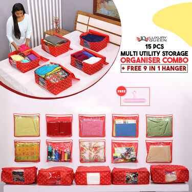 15 Pcs Multi Utility Storage Organiser Combo + 9 in 1 Free Hanger (15GSB1H)