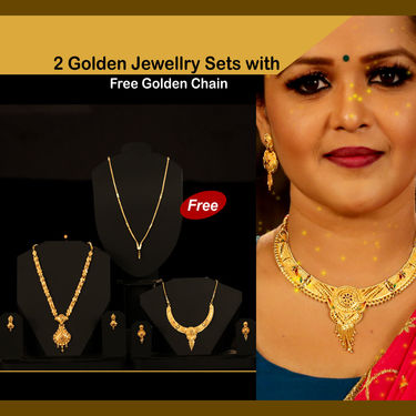 2 Golden Jewellery Sets with Free Golden Chain (2GJ1FC)