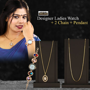 Ladies Watch + 2 Chain + Pendant (LW2CP)