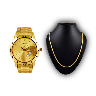 Men's Golden Watch with Golden Chain