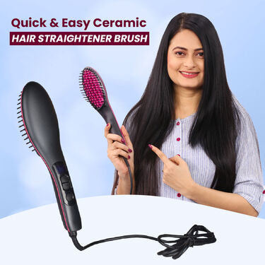Quick & Easy Ceramic Hair Straightener Brush (HS3)