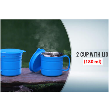 12 Hours Hot & Cold Insulated Flask + Soup Bowl + 2 Cups with Lids (1F1SB2C)